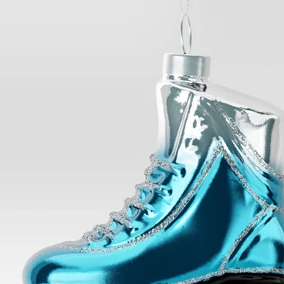 4.5" Christmas Glass Roller Skate Ornament Silver/Blue - Wondershop™ 4 4.5" Christmas Glass Roller Skate Ornament Silver/Blue - Wondershop™ - Image 2