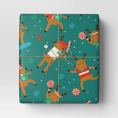 30" 50 Sq Ft Christmas Roll Wrap Reindeer Games On Green - Wondershop™ 3 30" 50 Sq Ft Christmas Roll Wrap Reindeer Games On Green - Wondershop™