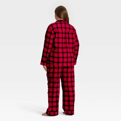 Women's Plaid Flannel Long Sleeve Shirt And Pants Holiday Matching Family Pajama Set - Wondershop™ Red/Black 3 Women's Plaid Flannel Long Sleeve Shirt And Pants Holiday Matching Family Pajama Set - Wondershop™ Red/Black