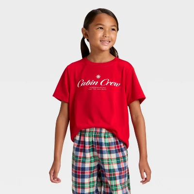 Kids' "Cabin Crew" Short Sleeve Holiday Matching Family Pajama Shirt - Wondershop™ Red 3 Kids' "Cabin Crew" Short Sleeve Holiday Matching Family Pajama Shirt - Wondershop™ Red