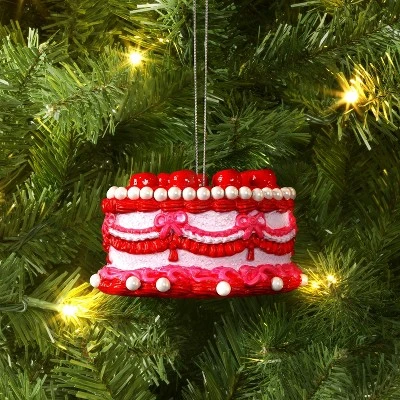 Christmas Resin Heart Cake Ornament Pink/Red - Wondershop™ 3 Christmas Resin Heart Cake Ornament Pink/Red - Wondershop™