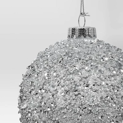 Christmas Silver Beaded Ball Ornament - Wondershop™ 4 Christmas Silver Beaded Ball Ornament - Wondershop™ - Image 2