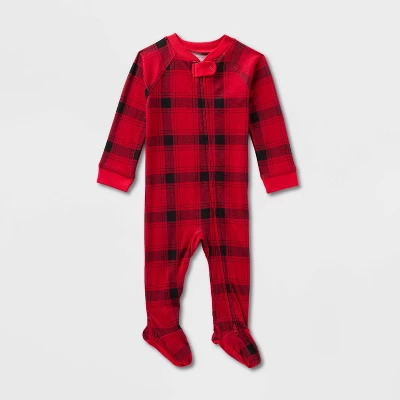 Baby Plaid Ribbed Holiday Matching Family Footed Pajama - Wondershop™ Red/Black 6 Baby Plaid Ribbed Holiday Matching Family Footed Pajama - Wondershop™ Red/Black - Image 4