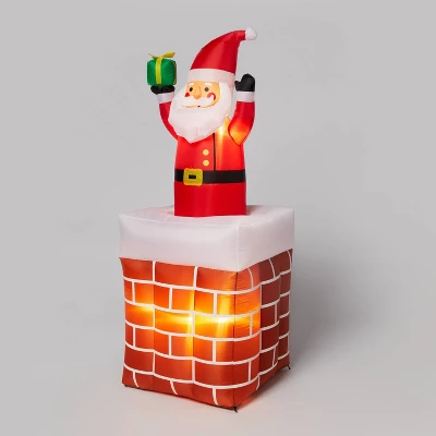 6' LED Animated Santa In Chimney Christmas Inflatable Decoration Red - Wondershop™: Festive Yard Display, Easy Setup 4 6' LED Animated Santa In Chimney Christmas Inflatable Decoration Red - Wondershop™: Festive Yard Display, Easy Setup - Image 2