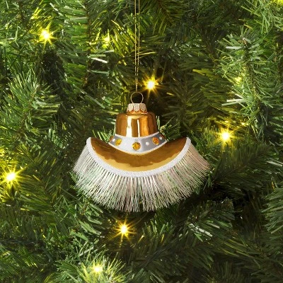 Christmas Glass Gold Cowboy Hat Ornament - Wondershop™ 3 Christmas Glass Gold Cowboy Hat Ornament - Wondershop™