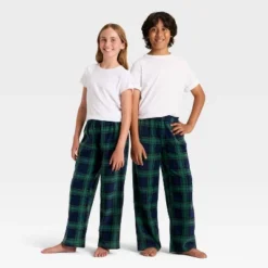Kids' Plaid Microfleece Holiday Matching Family Pajama Pants - Wondershop™ Navy Blue -Wondershop GUEST d72c6ee6 8956 4b59 98e4 e9da13be077d