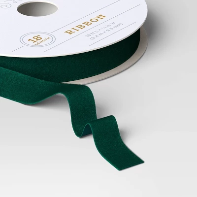 18' Christmas Fabric Ribbon Green Velvet - Wondershop™ 4 18' Christmas Fabric Ribbon Green Velvet - Wondershop™ - Image 2