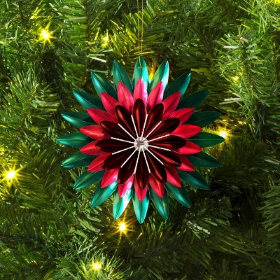 Christmas Foil Flower Ornament Green Ornament - Wondershop™ 3 Christmas Foil Flower Ornament Green Ornament - Wondershop™