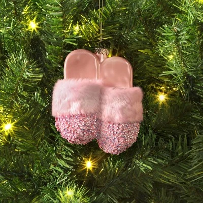 Christmas Glass Slippers Ornament Pink - Wondershop™ 3 Christmas Glass Slippers Ornament Pink - Wondershop™