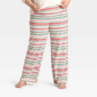 Women's "Let It Snow" Fair Isle Microfleece Holiday Matching Family Pajama Pants - Wondershop™ Cream 7 Women's "Let It Snow" Fair Isle Microfleece Holiday Matching Family Pajama Pants - Wondershop™ Cream - Image 5
