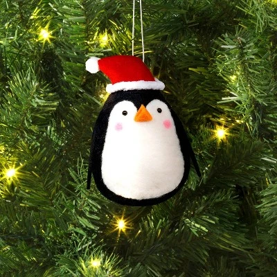 Christmas Felted Wool Penguin Ornament With Santa Hat - Wondershop™ 3 Christmas Felted Wool Penguin Ornament With Santa Hat - Wondershop™