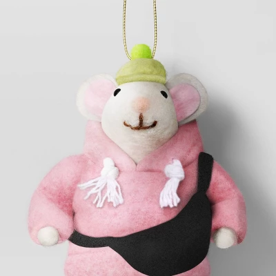 Christmas Felted Wool Mouse Ornament - Pink Jacket - Wondershop™ 4 Christmas Felted Wool Mouse Ornament - Pink Jacket - Wondershop™ - Image 2