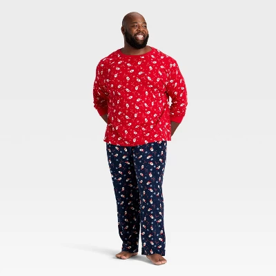 Men's Santa Print Microfleece Holiday Matching Family Pajama Pants - Wondershop™ Navy Blue 4 Men's Santa Print Microfleece Holiday Matching Family Pajama Pants - Wondershop™ Navy Blue - Image 2