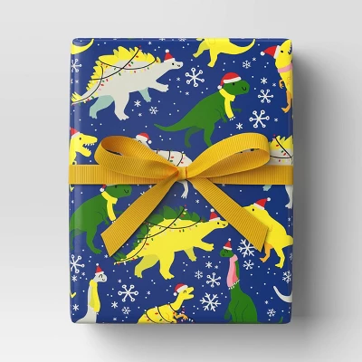 30” 125 Sq Ft Christmas Roll Wrap Dinosaurs On Blue - Wondershop™ 3 30” 125 Sq Ft Christmas Roll Wrap Dinosaurs On Blue - Wondershop™