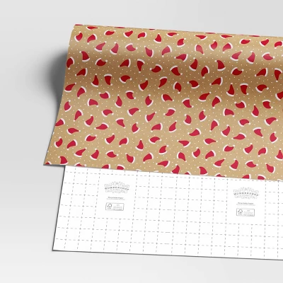 40" 220 Sq Ft Christmas Roll Wrap Santa Hats On Kraft - Wondershop™ 4 40" 220 Sq Ft Christmas Roll Wrap Santa Hats On Kraft - Wondershop™ - Image 2