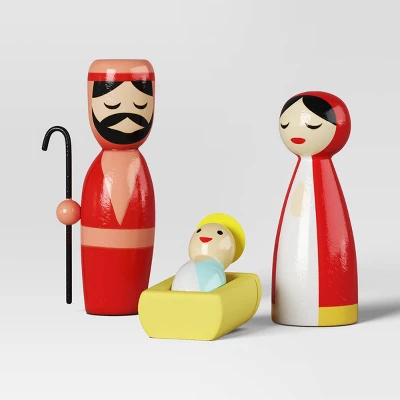 9pc Wood Christmas Nativity Scene Figurine Set - Wondershop™ 4 9pc Wood Christmas Nativity Scene Figurine Set - Wondershop™ - Image 2