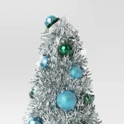 8" Christmas Tinsel Tree With Flower - Wondershop™ -Wondershop GUEST ec89211a 1e8c 4dbe 956a 41b647458b5e