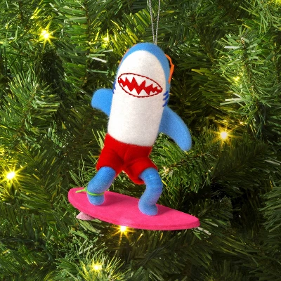 Christmas Felted Wool Shark With Surf Board Ornament - Wondershop™ 3 Christmas Felted Wool Shark With Surf Board Ornament - Wondershop™