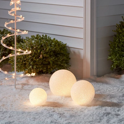 3pc LED Glittered Globe Christmas Novelty Sculpture Light White - Wondershop™ 3 3pc LED Glittered Globe Christmas Novelty Sculpture Light White - Wondershop™