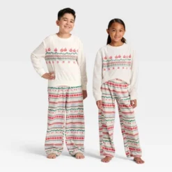 Kids' "Let It Snow" Fair Isle Microfleece Holiday Matching Family Pajama Pants - Wondershop™ Cream -Wondershop GUEST f7d95059 5f07 40cf 82da 71d55621510c
