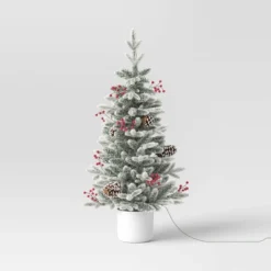 3.5' Pre-Lit Potted Flocked Balsam Artificial Christmas Tree With Berries And Pine Cones - Wondershop™ -Wondershop GUEST f9ec8d5a 7d7b 4613 a09e 50de5ade89bc