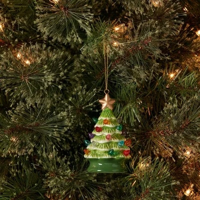 Lit Ceramic Retro Christmas Tree Ornament - Wondershop™ 3 Lit Ceramic Retro Christmas Tree Ornament - Wondershop™