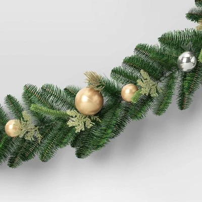 6' Decorated Mixed Greenery Christmas Artificial Garland Green/Champagne Gold - Wondershop™ 4 6' Decorated Mixed Greenery Christmas Artificial Garland Green/Champagne Gold - Wondershop™ - Image 2